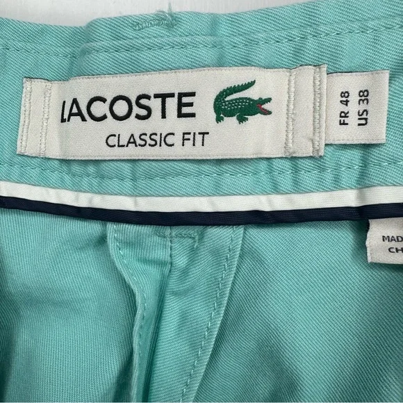 Lacoste Men's Light Blue Aqua Flat Front Shorts - Picture 7 of 9
